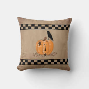Country Primitive Pumpkin Throw Pillow