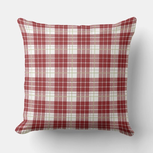 Country/Primitive Red Plaid Throw Pillow (Front)