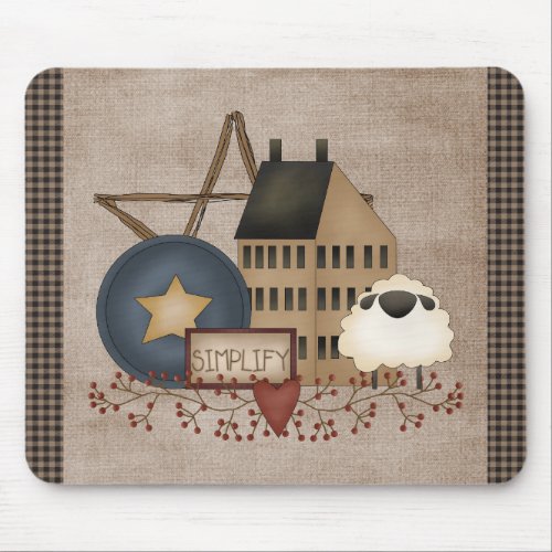 Country Primitive _ Simplify _ Yellow Saltbox Mouse Pad