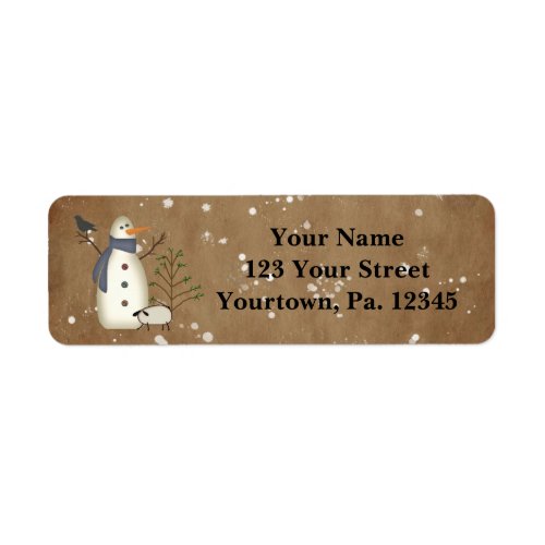 Country Primitive Snowman Address Label