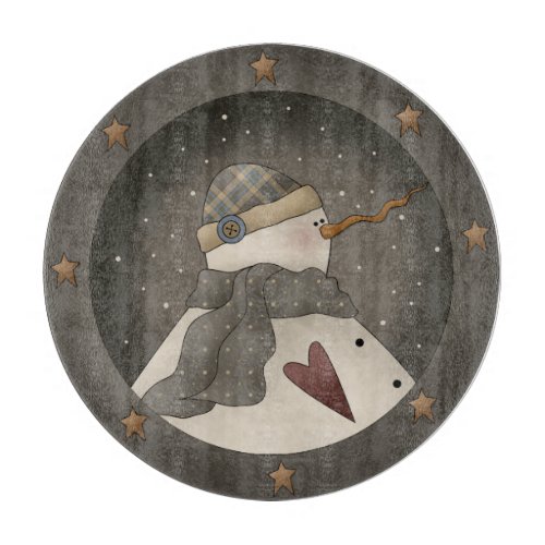 Country Primitive Snowman Cutting Board