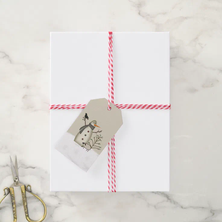 Country Primitive Snowman Gift Tags | Zazzle