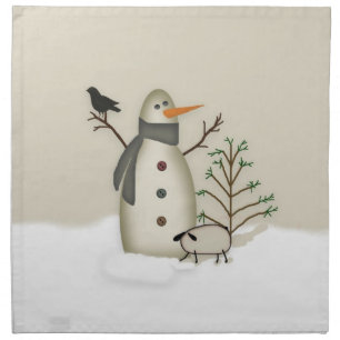 Country Primitive Snowman Napkin