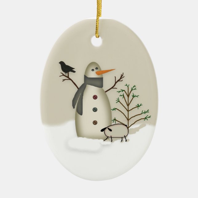Country Primitive Snowman Ornament (Front)