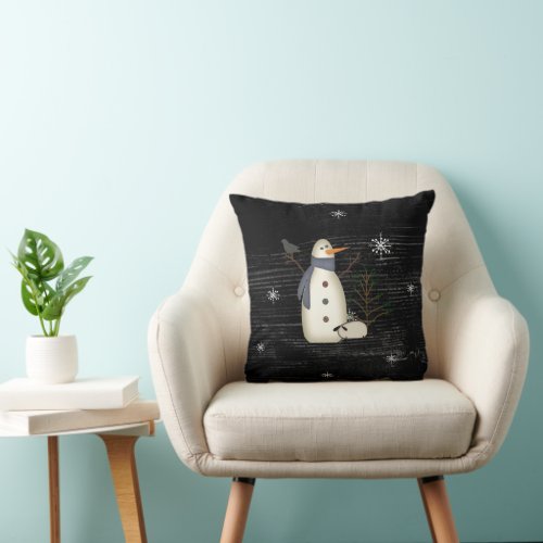 Country Primitive Snowman Pillow