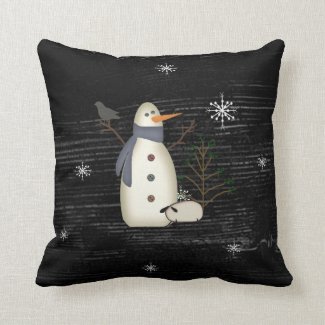 Country Primitive Snowman Pillow