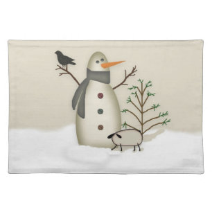 Country Primitive Snowman Placemat