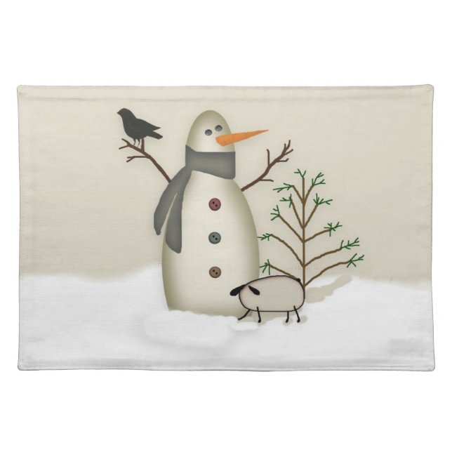 Country Primitive Snowman Placemat (Front)