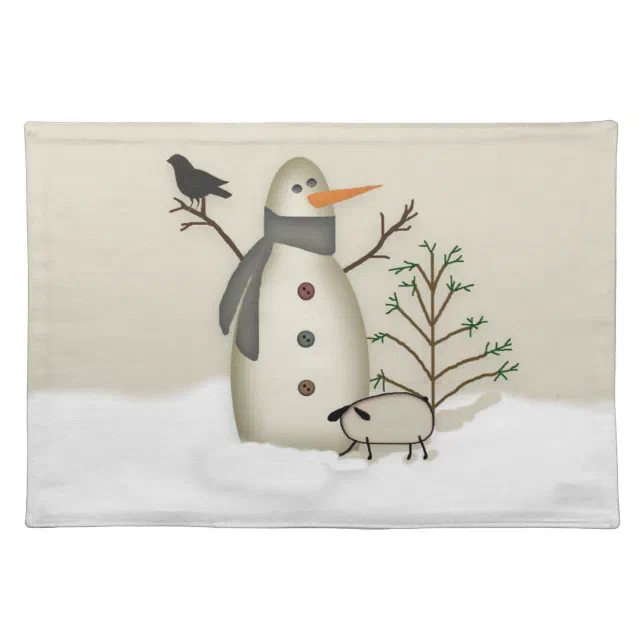 Country Primitive Snowman Placemat Zazzle