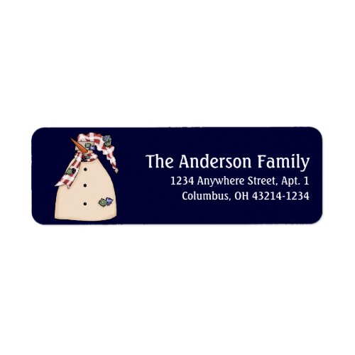 Country Primitive Snowman Return Address Labels