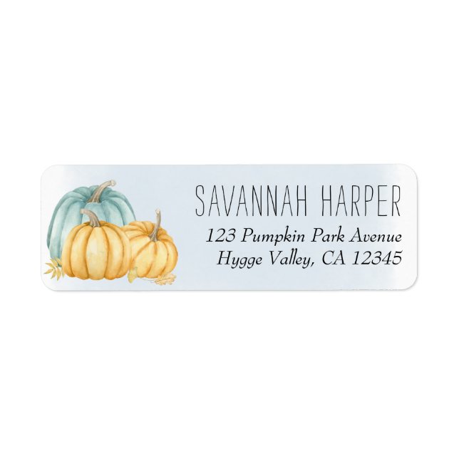 Country Pumpkin Blue Wash Return Address Label (Front)