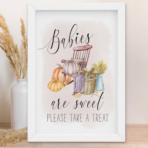 Country Pumpkin Blush Fall Baby Shower Favors Sign