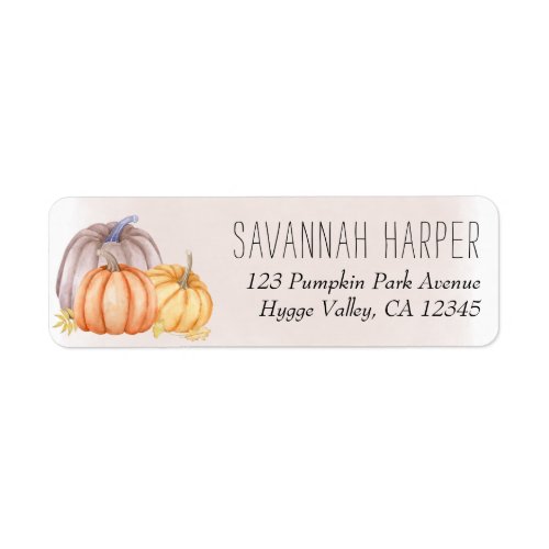 Country Pumpkin Blush Wash Return Address Label