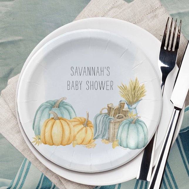 Country Pumpkin Personalized Fall Party Paper Plates (Rustic fall themed party plates from my Country Pumpkin Collection)