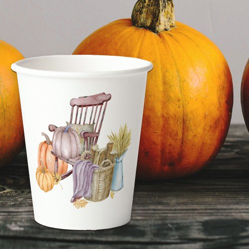 Country Pumpkin Pink Rocking Chair Paper Cups