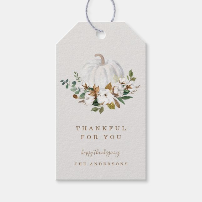 Country Pumpkin Thanksgiving Thank You Tag (Front)