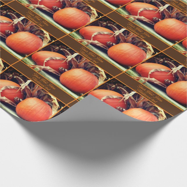 Country Pumpkins Fall Personalized Wrapping Paper (Corner)
