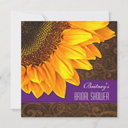 Country Purple Sunflower Bridal Shower Invitations