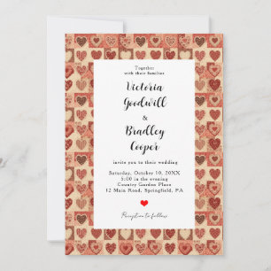 Country Quilt Patchwork Cute Custom Photo Wedding Invitation