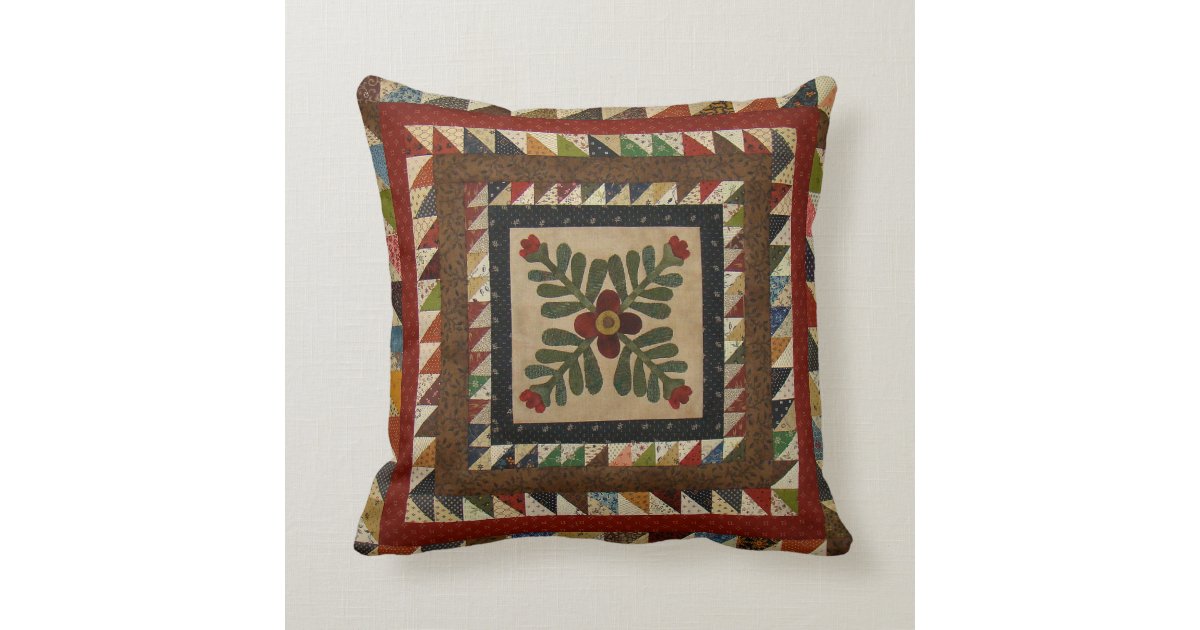 Country Quilt Pattern Throw Pillow 16x16