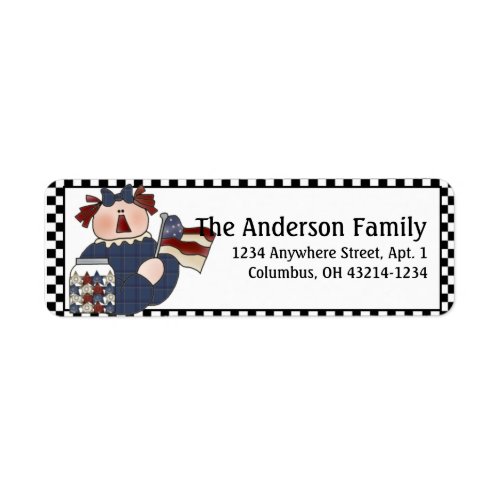 Country Raggedy Americana 2 Return Address Labels