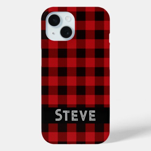 Country red and black plaid iPhone 15 case