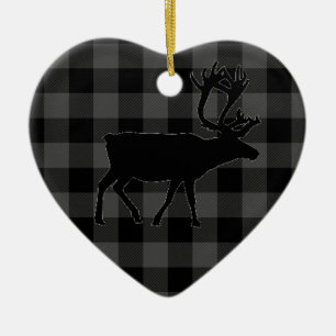 Country red and black plaid - elk ceramic ornament