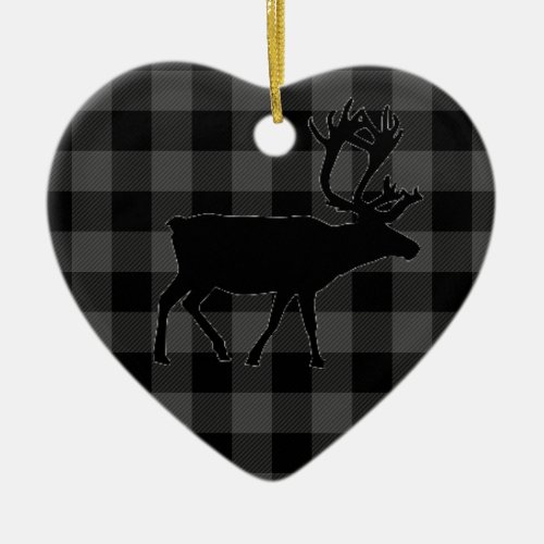 Country red and black plaid _ elk ceramic ornament