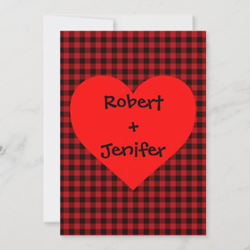 Country red and black plaid _ heart detail  holiday card