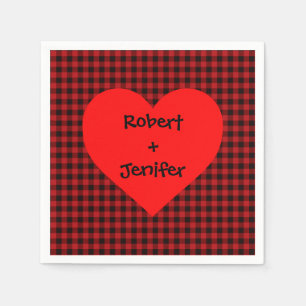 Country red and black plaid - heart detail napkins