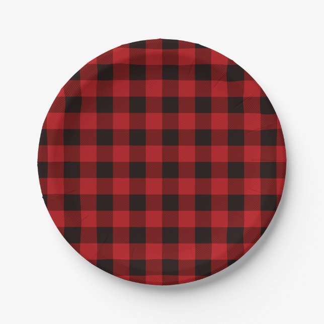 Country Red and Black plaid Paper Plates (Front)