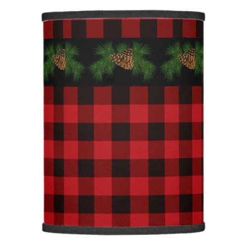 Country red and black plaid pine cone lamp shade
