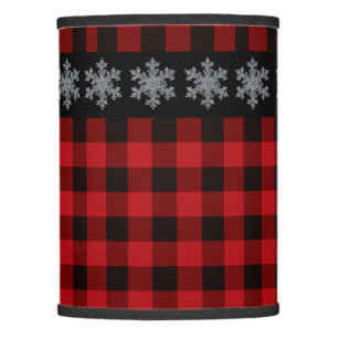 Country red and black plaid - snowflake lamp shade
