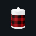 Country red and black plaid teapot<br><div class="desc">rustic up north red and black plaid pattern</div>