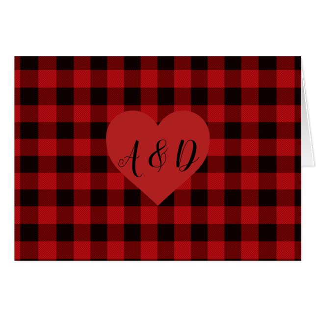 Country red and black plaid with heart detail (Front Horizontal)
