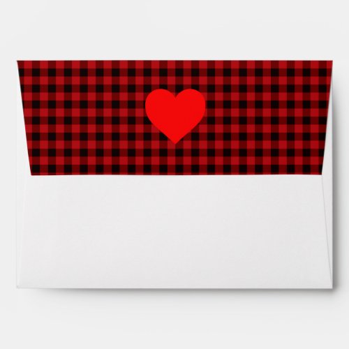 Country red and black plaid with heart detail envelope