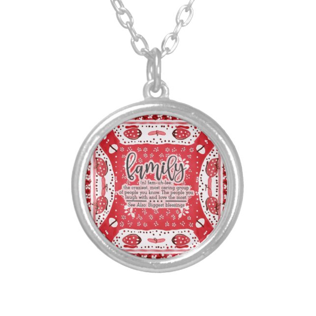 Country Red Bandana Summer Family Reunion  Silver Plated Necklace (Front)