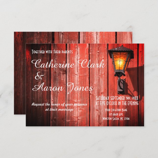 Country Red Barn Wedding - Invitation (Front/Back)