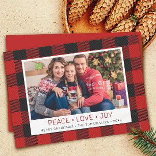 Country Red Buffalo Check Plaid Photo Holiday Card