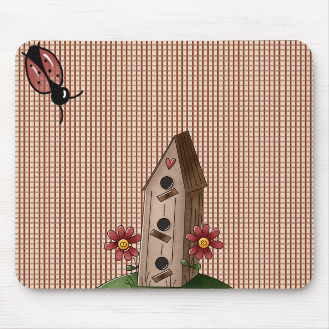 Country Red Gingham Checks Mouse Pad (Front)