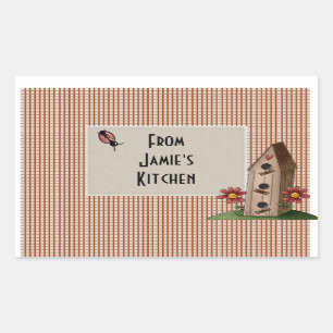 Country Red Gingham Checks Rectangular Sticker