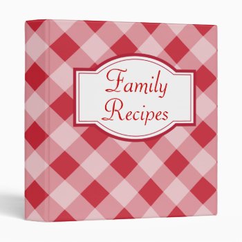 Country Red Gingham Family Recipe Binder Gift by suncookiez at Zazzle