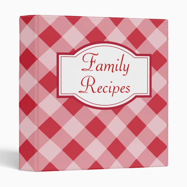 Country Red Gingham Family Recipe Binder Gift (Front/Spine)