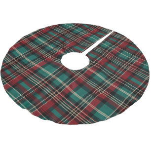 Country Red Green Plaid Christmas Brushed Polyester Tree Skirt