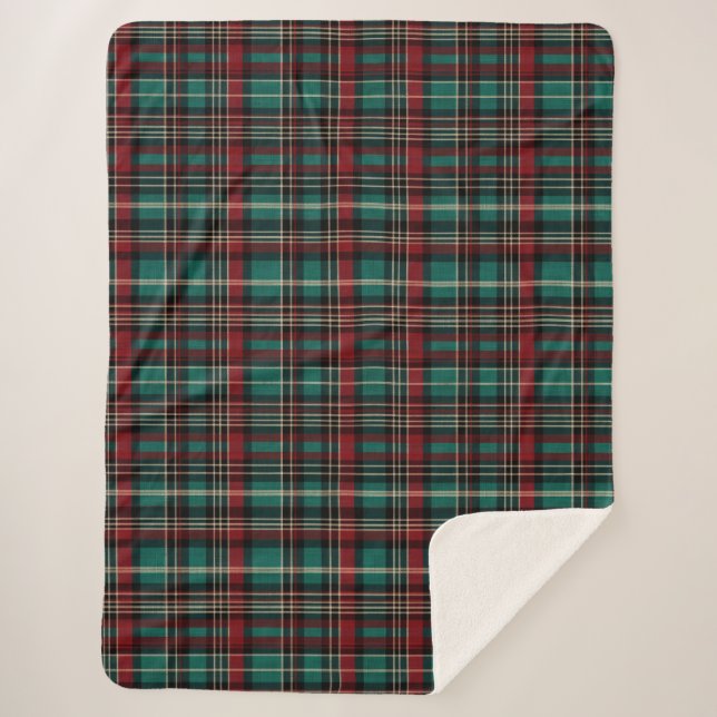 Country Red Green Plaid Christmas Sherpa Blanket (Front)