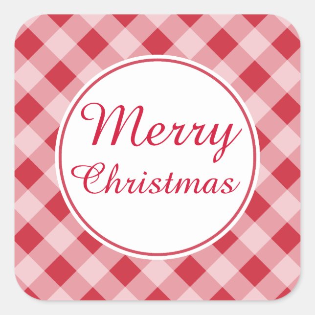 Country Red Merry Christmas Gift Tag Stickers (Front)