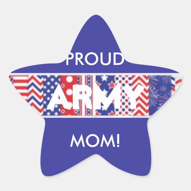 Country Red, White & Blue Army Mom Star Sticker (Front)