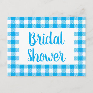 Country Red White Gingham Plaid Bridal Shower Invitation Postcard