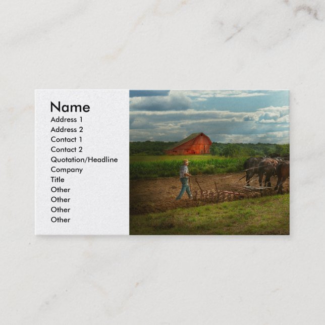 Country - Ringoes, NJ - Preparing for crops Business Card (Front)