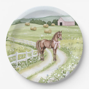 Country Road Horse Birthday Paper Plates
